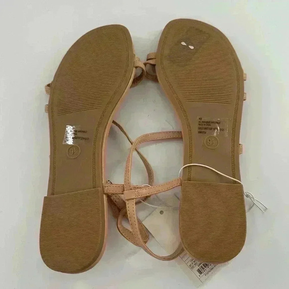 A new day womens barely there sandals size 9.5 tan faux leather vegan - Picture 8 of 9